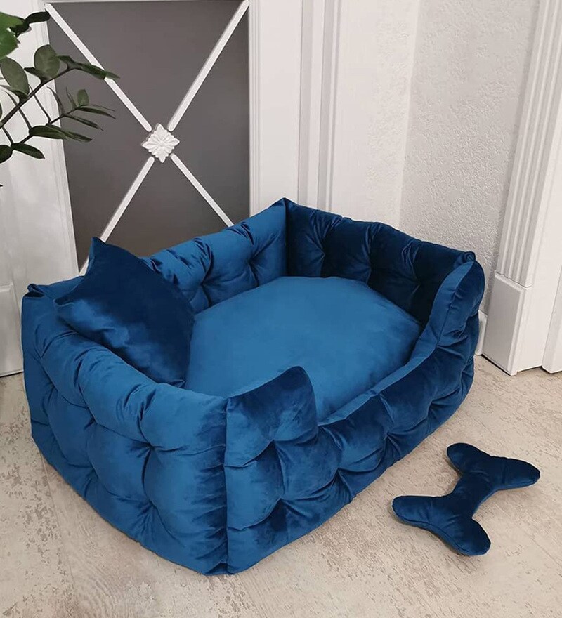 Buy Medium Pet Bed In Blue Colour By Hiputee Online Dog Beds Dog