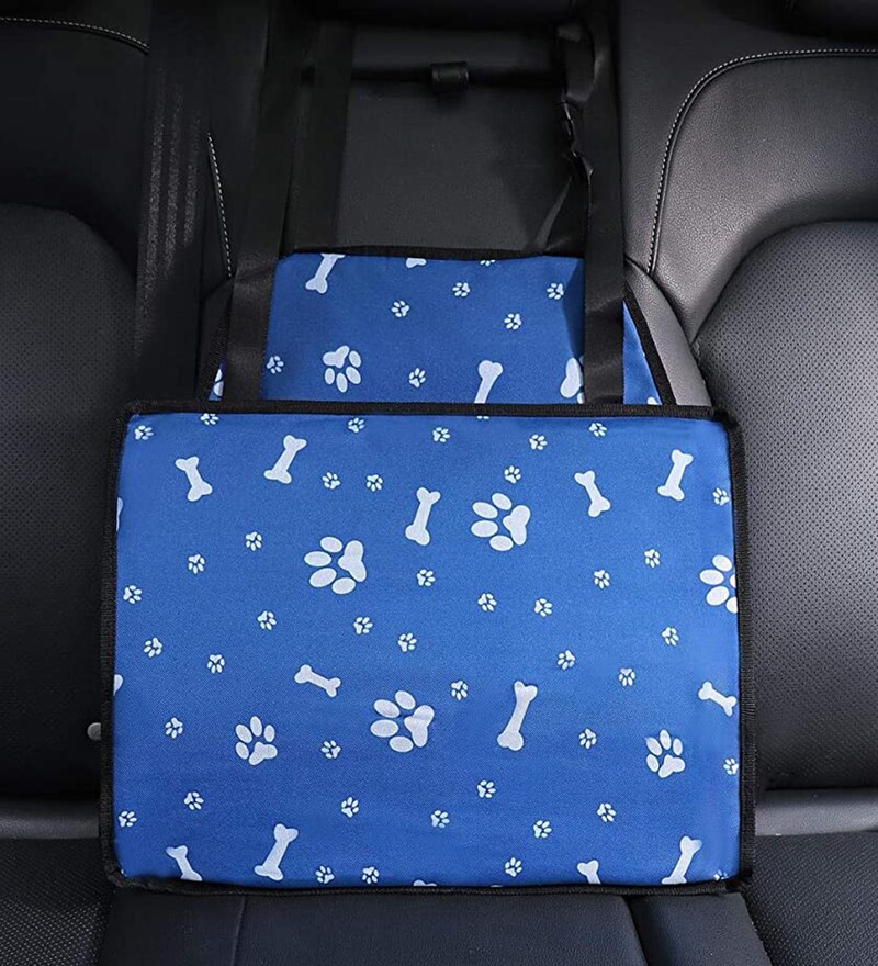 Buy Pet Car Booster Seat Travel Carrier Cage in Blue Colour by KUTKUT