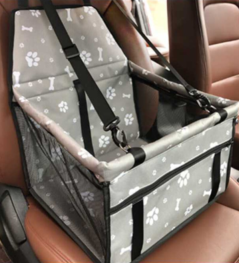 Buy Pet Car Booster Seat Travel Carrier Cage in Grey Colour by KUTKUT