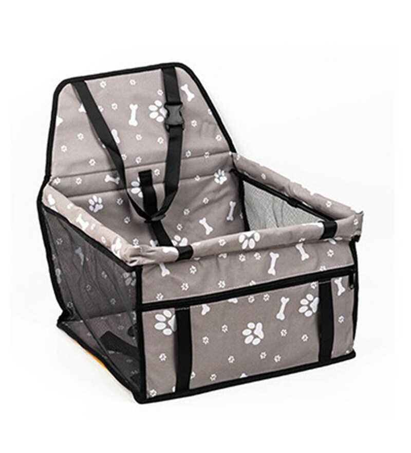 Buy Pet Car Booster Seat Travel Carrier Cage in Grey Colour by KUTKUT