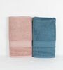Peach & Blue Cotton Solid  500 GSM Bath Towels Pack of 2