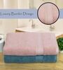 Peach & Blue Cotton Solid  500 GSM Bath Towels Pack of 2