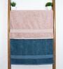 Peach & Blue Cotton Solid  500 GSM Bath Towels Pack of 2