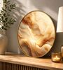Peach & Gold Abstract Round Wall Art 15 Inch