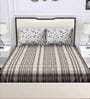 Peach Checkered 180 TC Cotton Queen Sized Bed Sheets with 2 Pillow Covers