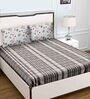 Peach Checkered 180 TC Cotton Queen Sized Bed Sheets with 2 Pillow Covers