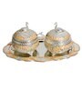Orange & Gold White Metal (Set of 2) Condiment set with Tray
