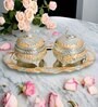 Orange & Gold White Metal (Set of 2) Condiment set with Tray