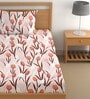 Peach 200 TC Floral Cotton Single Bedsheet Pillow covers