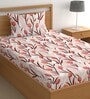Peach 200 TC Floral Cotton Single Bedsheet Pillow covers