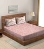 Peach Abstract 144 TC Cotton King Bed Sheet with 2 Pillow Cover