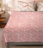 Peach Abstract 144 TC Cotton King Bed Sheet with 2 Pillow Cover