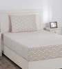 Peach Traditional 210 TC 100% Cotton Single Bed Sized Bed Sheets With 1 Pillow Cover