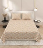 Peach Abstract 220 Tc Cotton Super King Bedsheet With 2 Pillow Covers