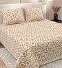 Peach Abstract 220 Tc Cotton Super King Bedsheet With 2 Pillow Covers