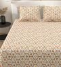Peach Abstract 220 Tc Cotton Super King Bedsheet With 2 Pillow Covers