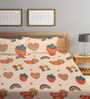 Peach Abstract 300 TC Cotton Blend Kids Double Bedsheet With 2 Pillow Covers