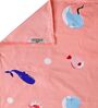 Peach Wildlife 300 TC Cotton Blend Double Queen Size Bedsheet With 2 Pillow Covers