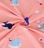 Peach Wildlife 300 TC Cotton Blend Double Queen Size Bedsheet With 2 Pillow Covers