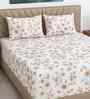 Peach Abstract 400 TC Cotton Queen Size Bedsheet with 2 Pillow covers Essential Series Collection