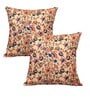 Peach Art Silk Chanderi Textured Floral 16x16 inches Cushion Covers (Set of 2)