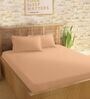 Peach 210TC Cotton stripe 1 Super King Bedsheet with 2 Pillow Covers