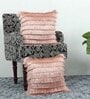Peach Textured Cotton 16 x 16 Inches Cushion Covers (Set of 2)