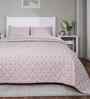 Peach Cotton Polyester Geometric Print 110 GSM Double Bed Quilt