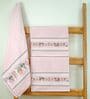 Peach Cotton Printed  460 GSM Bath & Hand Towels 3Pcs Bath And Hand Towels