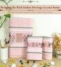 Peach Cotton Printed  460 GSM Bath & Hand Towels 3Pcs Bath And Hand Towels