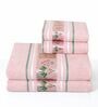 Peach Cotton Printed  460 GSM Bath & Hand Towels 4Pcs Bath And Hand Towels Set)