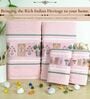 Peach Cotton Printed  460 GSM Bath & Hand Towels 4Pcs Bath And Hand Towels Set)