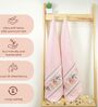 Peach Cotton Printed  460 GSM Bath Towels Pack of 2