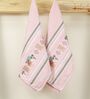Peach Cotton Printed  460 GSM Hand Towels Pack of 2