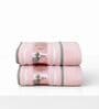 Peach Cotton Printed  460 GSM Hand Towels Pack of 2