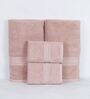 Peach Cotton Solid  500 GSM Bath & Hand Towels Pack of 4 (2 Bath 2 Hand)