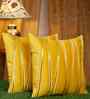 Mustard Cotton Textured 16X16 Inches Cushion Covers (Pack of 2)