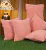 Peach Cotton Solid 16X16 Inches Cushion Covers (Pack of 5)