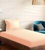 Peach Cotton Solid 210TC Plain Single Bedsheet with 1 Pillow Cover