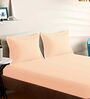 Peach Cotton Solid 210TC Plain Super King Bedsheet with 2 Pillow Covers