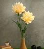 Peach Fabric Beautiful Artificial Dahlia Flowers Set of 2