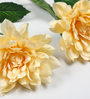 Peach Fabric Beautiful Artificial Dahlia Flowers Set of 2