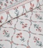 Peach Floral 144 TC Cotton King Bedsheet and 2 Pillow Cover