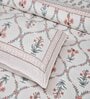 Peach Floral 144 TC Cotton King Bedsheet and 2 Pillow Cover