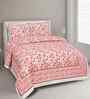Peach Floral 180 TC Cotton  King Sized Bedsheet with 2 Pillow Covers