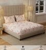 Peach Floral 200 TC Cotton Double Bedsheet with 2 Pillow Covers