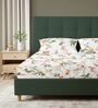 Peach Floral 200 TC Cotton Double Bedsheet with 2 Pillow Covers