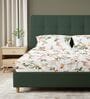Peach Floral 200 TC Cotton King Sized Bedsheet with 2 Pillow Covers