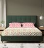 Peach Floral 200 TC Cotton King Sized Bedsheet with 2 Pillow Covers