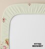 Peach Floral 200 TC Cotton King Sized Fitted Bedsheet with 2 Pillow Covers
